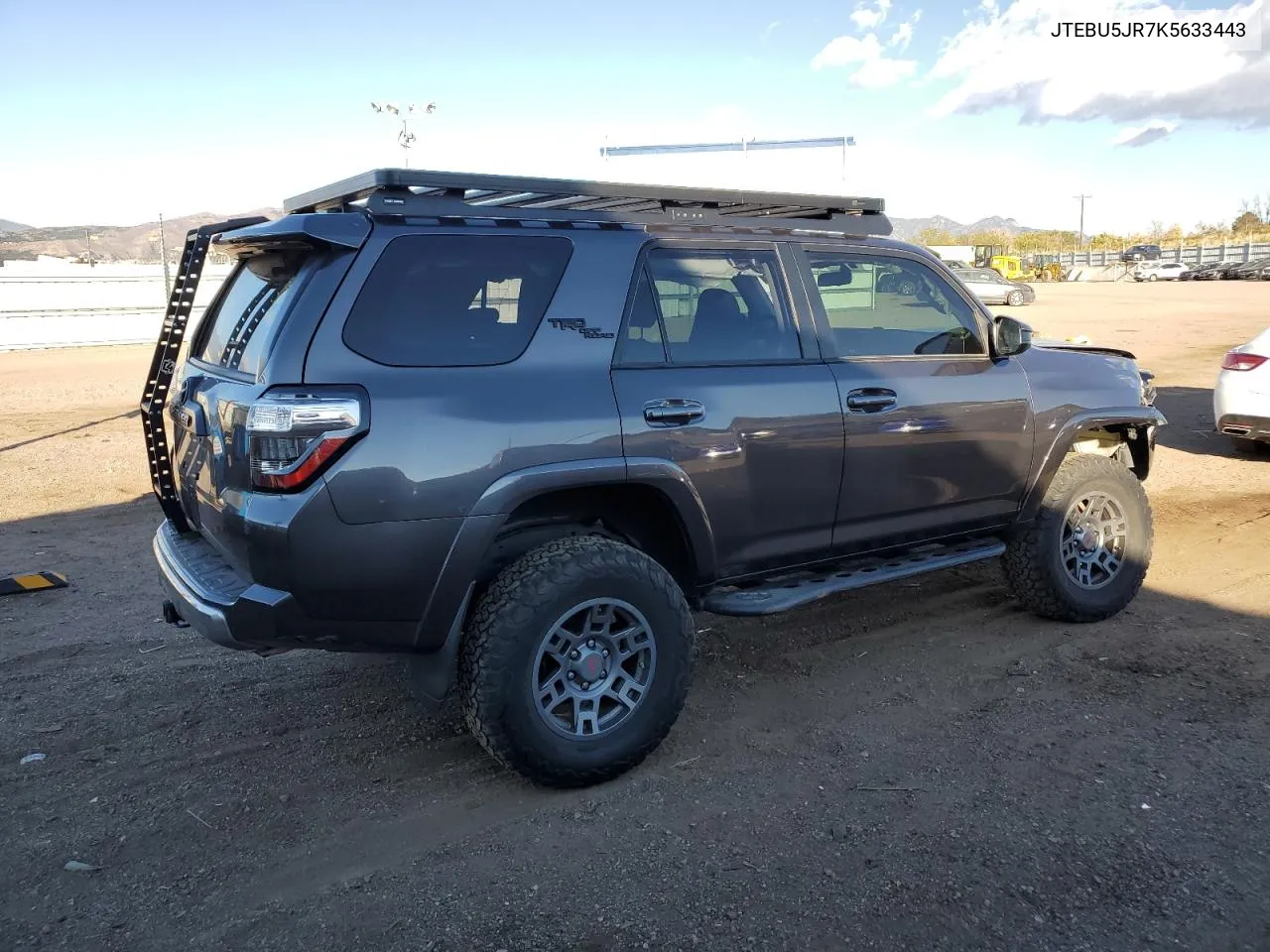 2019 Toyota 4Runner Sr5 VIN: JTEBU5JR7K5633443 Lot: 77885654