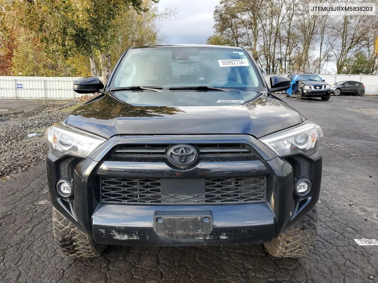 2021 Toyota 4Runner Sr5/Sr5 Premium VIN: JTEMU5JRXM5838203 Lot: 80992734