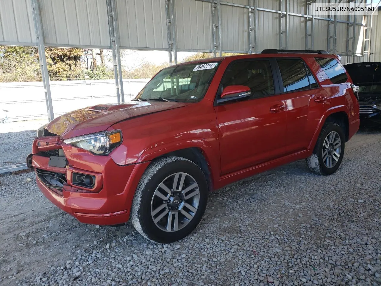 2022 Toyota 4Runner Sr5 Premium VIN: JTESU5JR7N6005168 Lot: 78462114