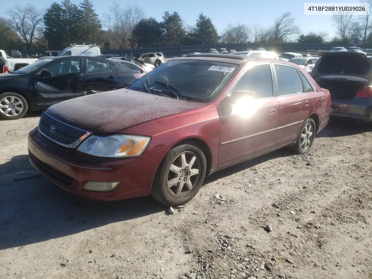 2000 Toyota Avalon Xl VIN: 4T1BF28B1YU039026 Lot: 68723034