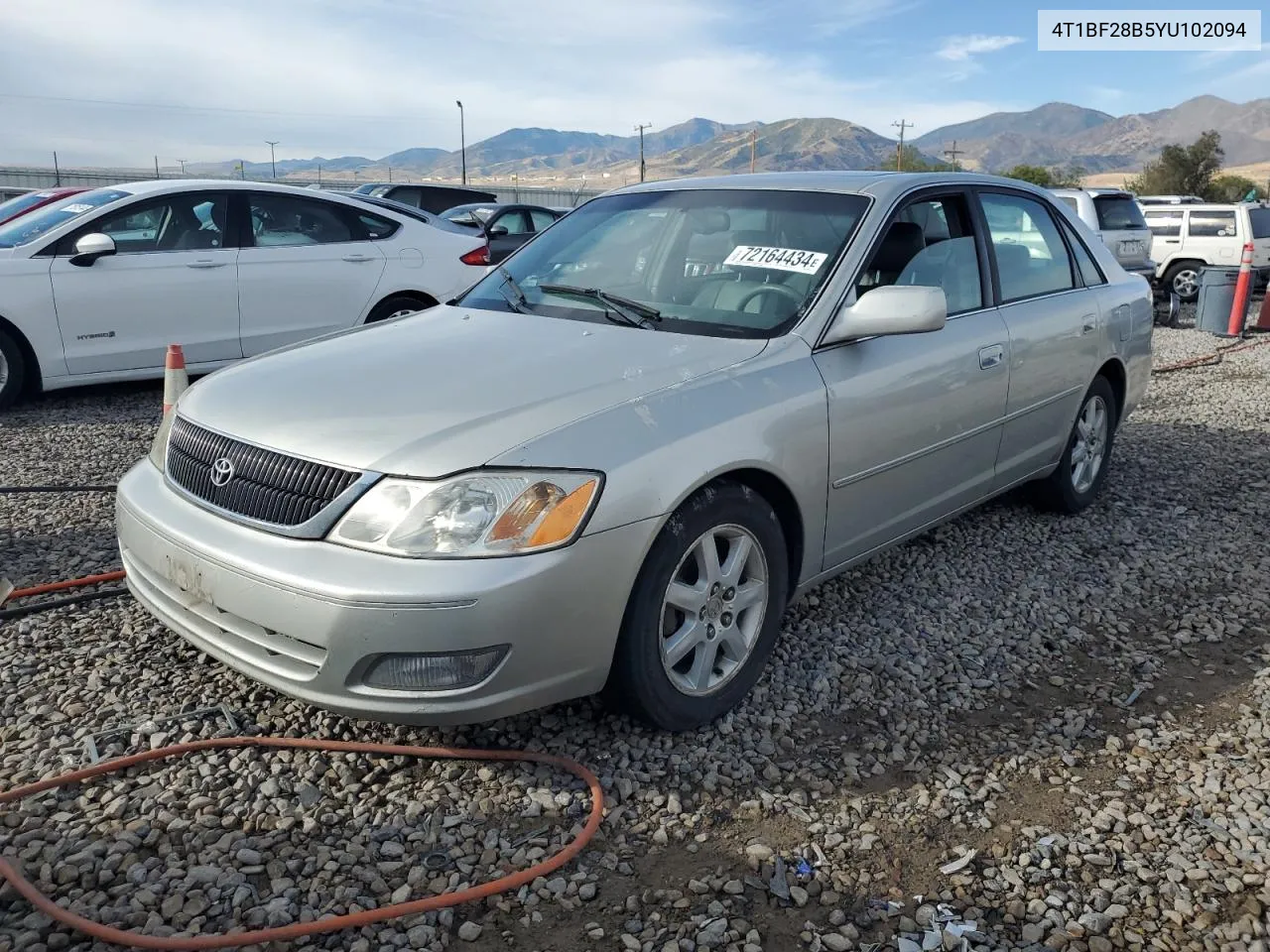 2000 Toyota Avalon Xl VIN: 4T1BF28B5YU102094 Lot: 72164434