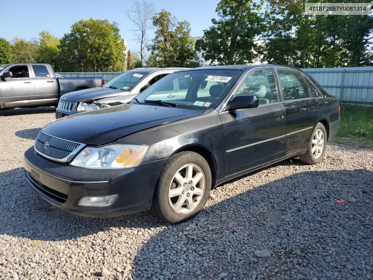 2000 Toyota Avalon Xl VIN: 4T1BF28B7YU081314 Lot: 72217004