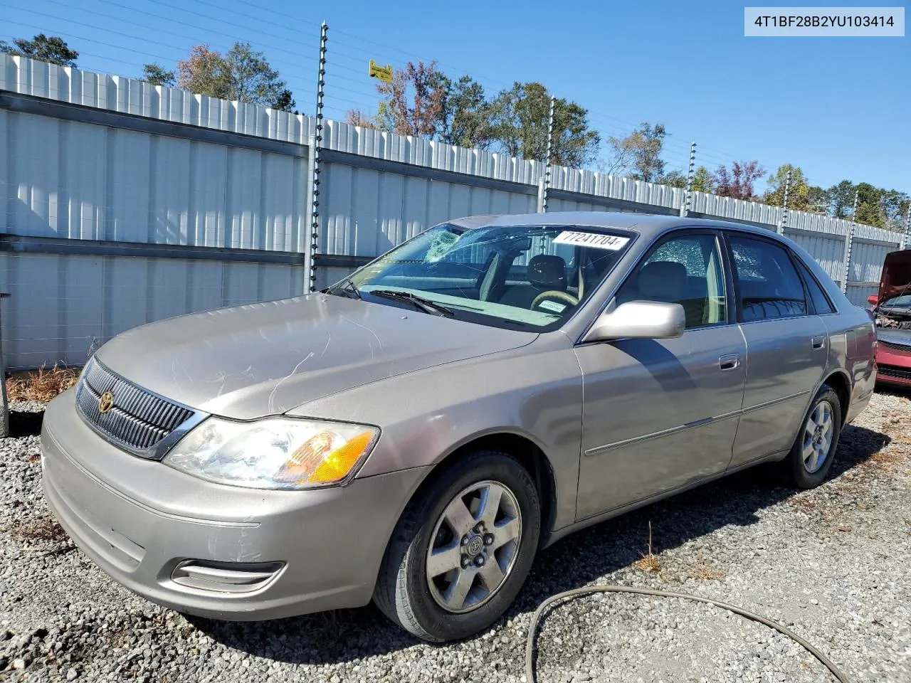 2000 Toyota Avalon Xl VIN: 4T1BF28B2YU103414 Lot: 77241704