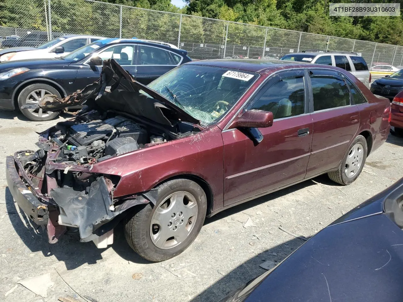 2003 Toyota Avalon Xl VIN: 4T1BF28B93U310603 Lot: 67179964