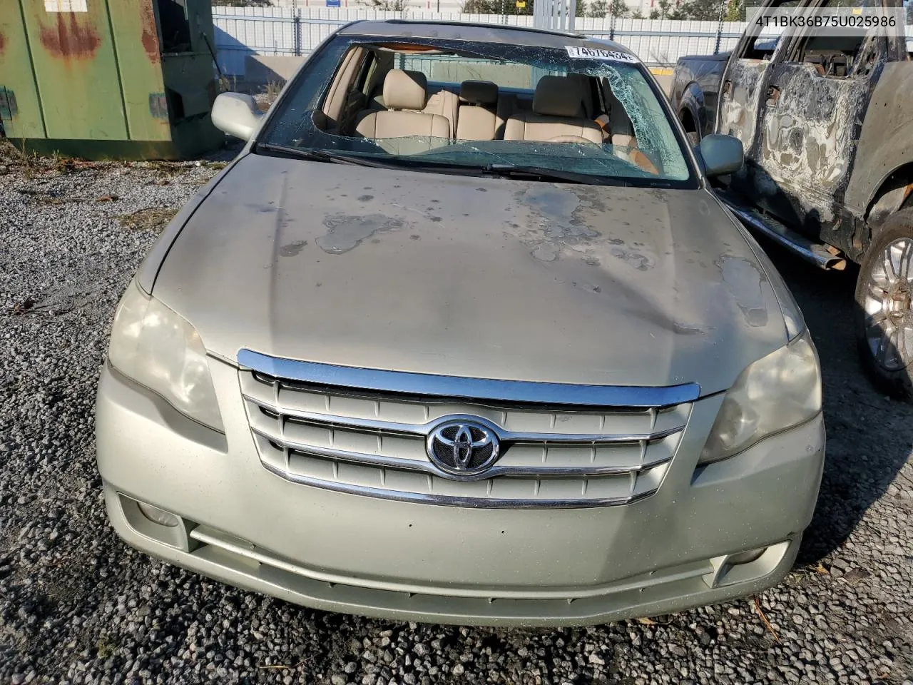 2005 Toyota Avalon Xl VIN: 4T1BK36B75U025986 Lot: 74676434