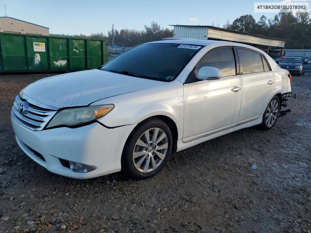 2011 Toyota Avalon Base VIN: 4T1BK3DB1BU378092 Lot: 81073074