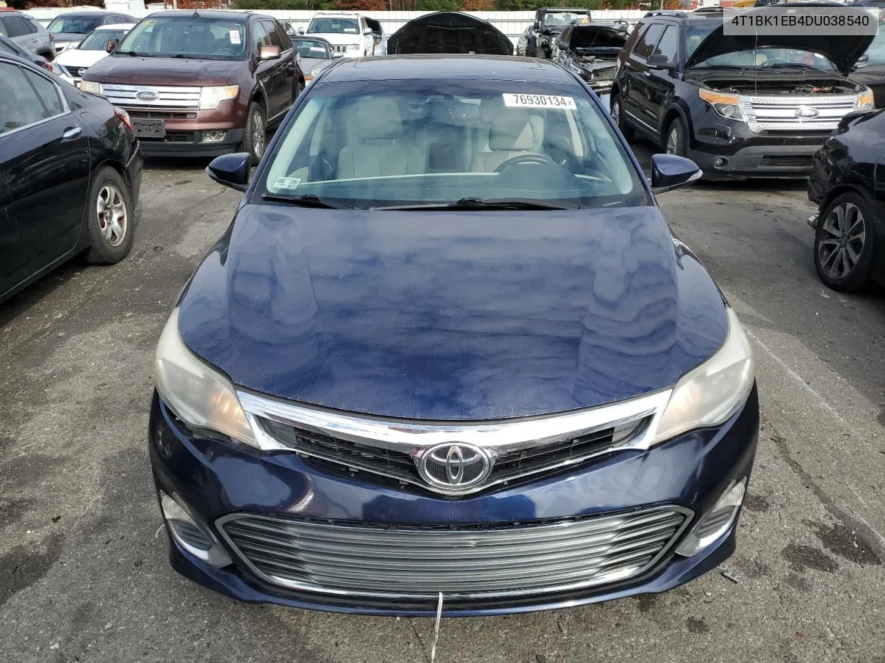 2013 Toyota Avalon Base VIN: 4T1BK1EB4DU038540 Lot: 76930134