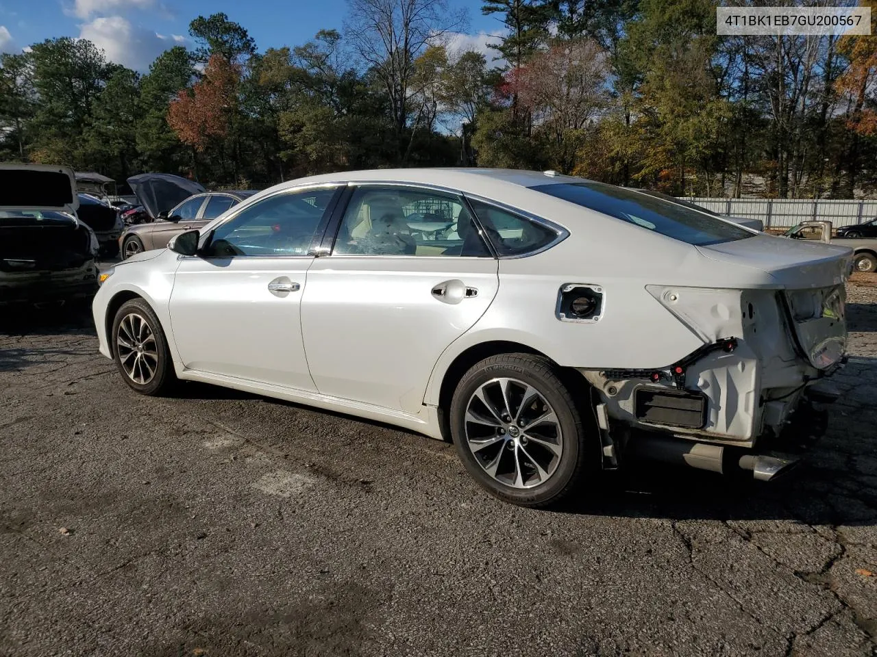 2016 Toyota Avalon Xle VIN: 4T1BK1EB7GU200567 Lot: 80980354