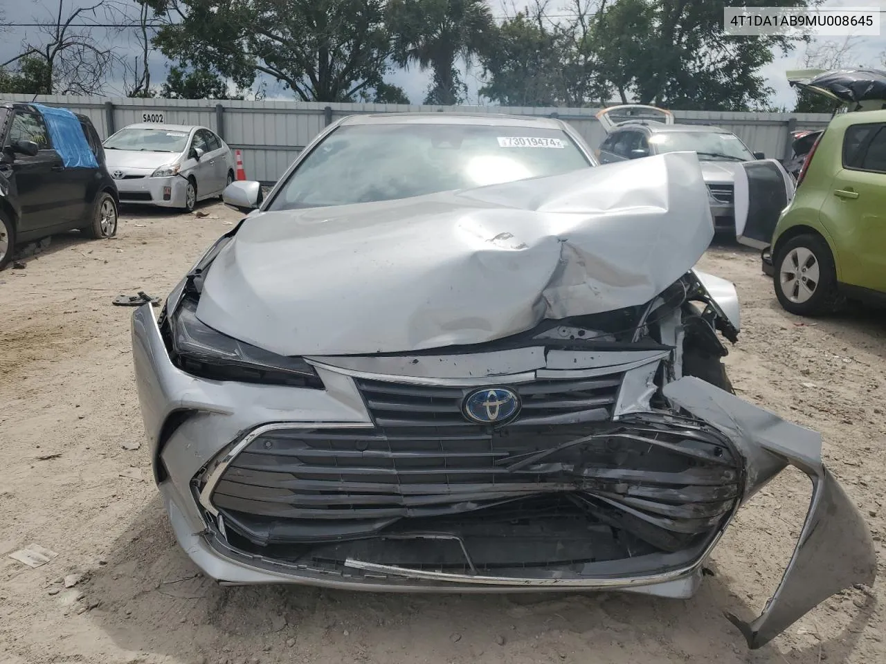 2021 Toyota Avalon Limited VIN: 4T1DA1AB9MU008645 Lot: 73019474