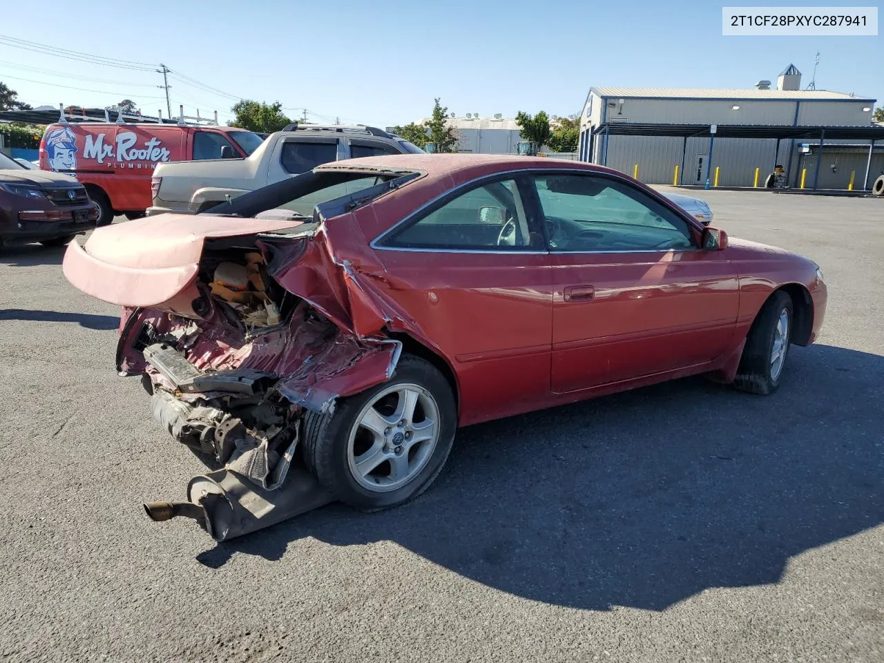 2000 Toyota Camry Solara Se VIN: 2T1CF28PXYC287941 Lot: 69505834