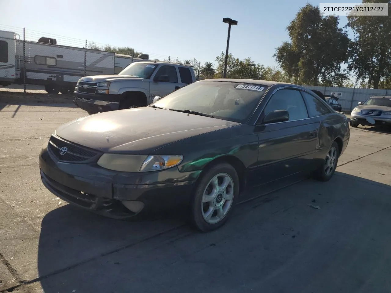 2000 Toyota Camry Solara Se VIN: 2T1CF22P1YC312427 Lot: 72077714