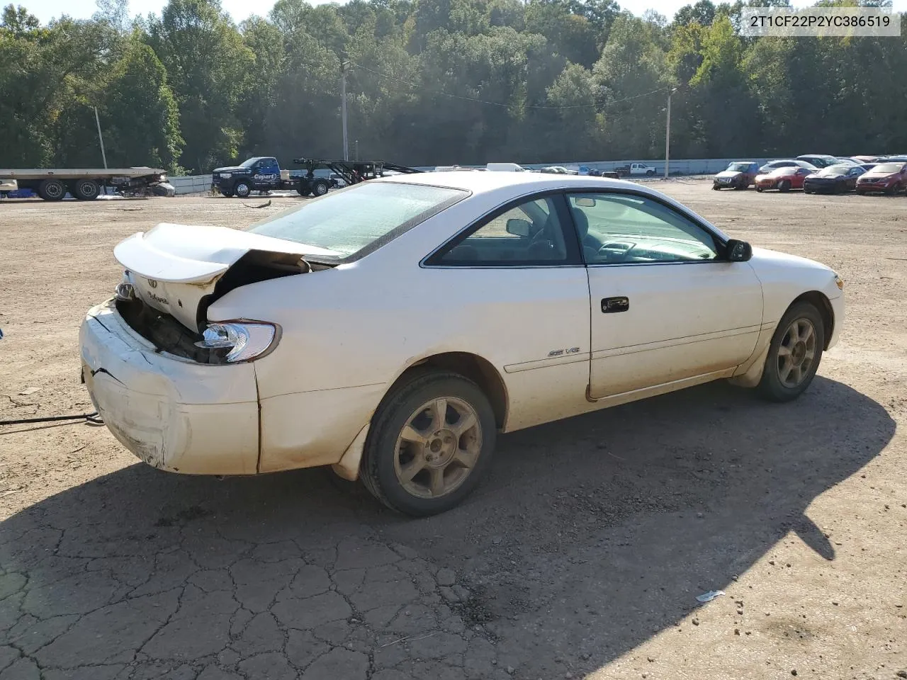 2000 Toyota Camry Solara Se VIN: 2T1CF22P2YC386519 Lot: 75430634