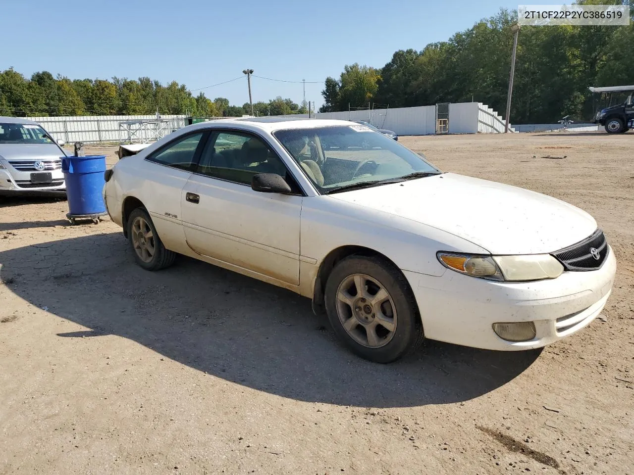 2000 Toyota Camry Solara Se VIN: 2T1CF22P2YC386519 Lot: 75430634