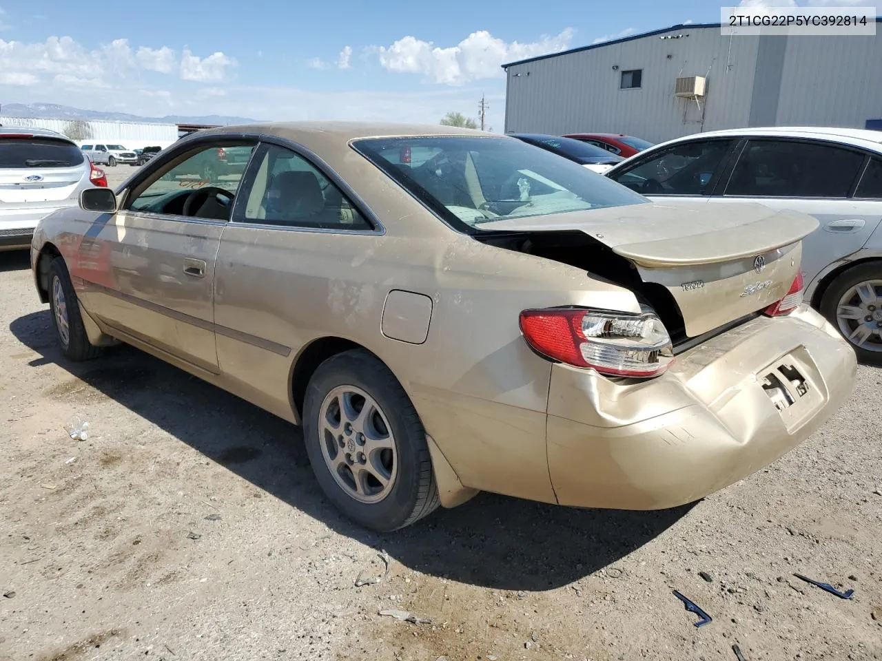 2000 Toyota Camry Solara Se VIN: 2T1CG22P5YC392814 Lot: 75952974