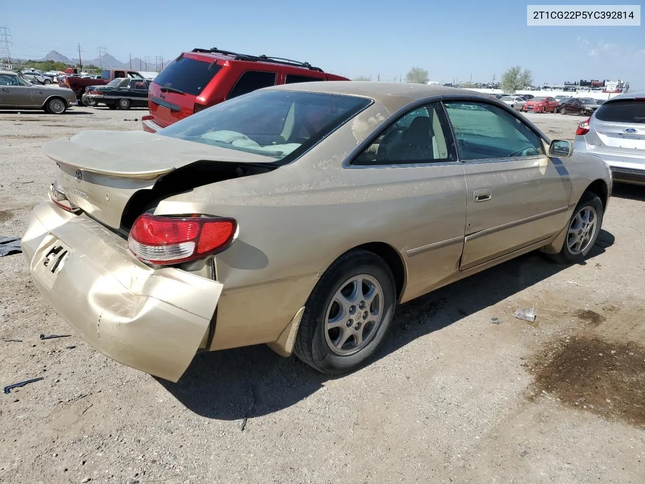 2000 Toyota Camry Solara Se VIN: 2T1CG22P5YC392814 Lot: 75952974