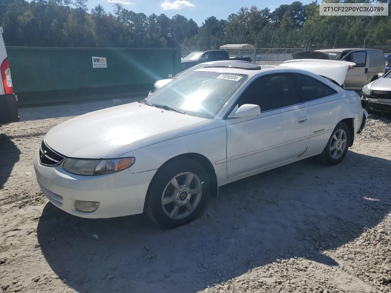 2000 Toyota Camry Solara Se VIN: 2T1CF22P0YC360789 Lot: 77096604