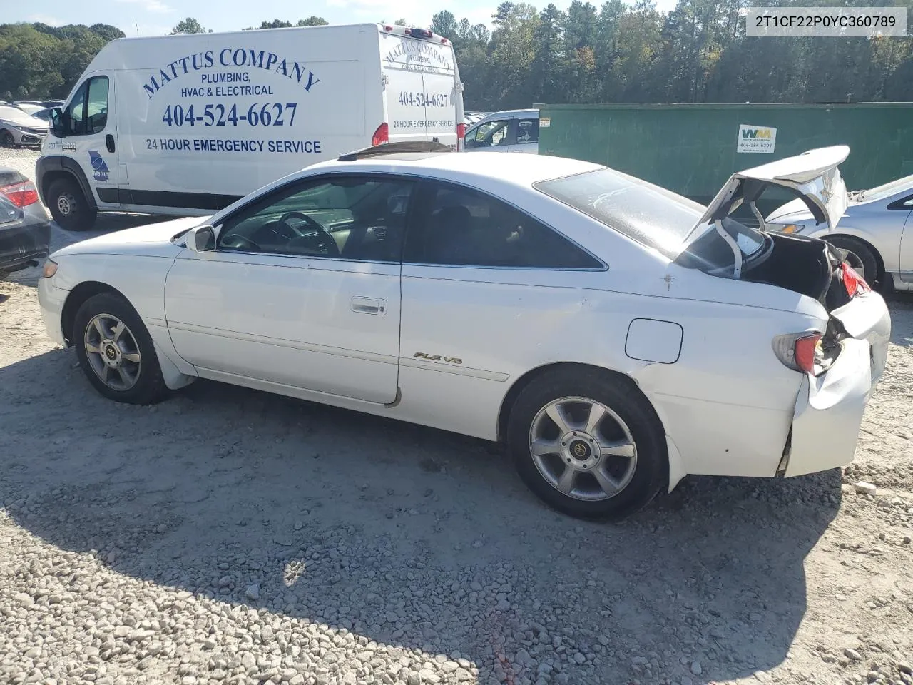 2000 Toyota Camry Solara Se VIN: 2T1CF22P0YC360789 Lot: 77096604