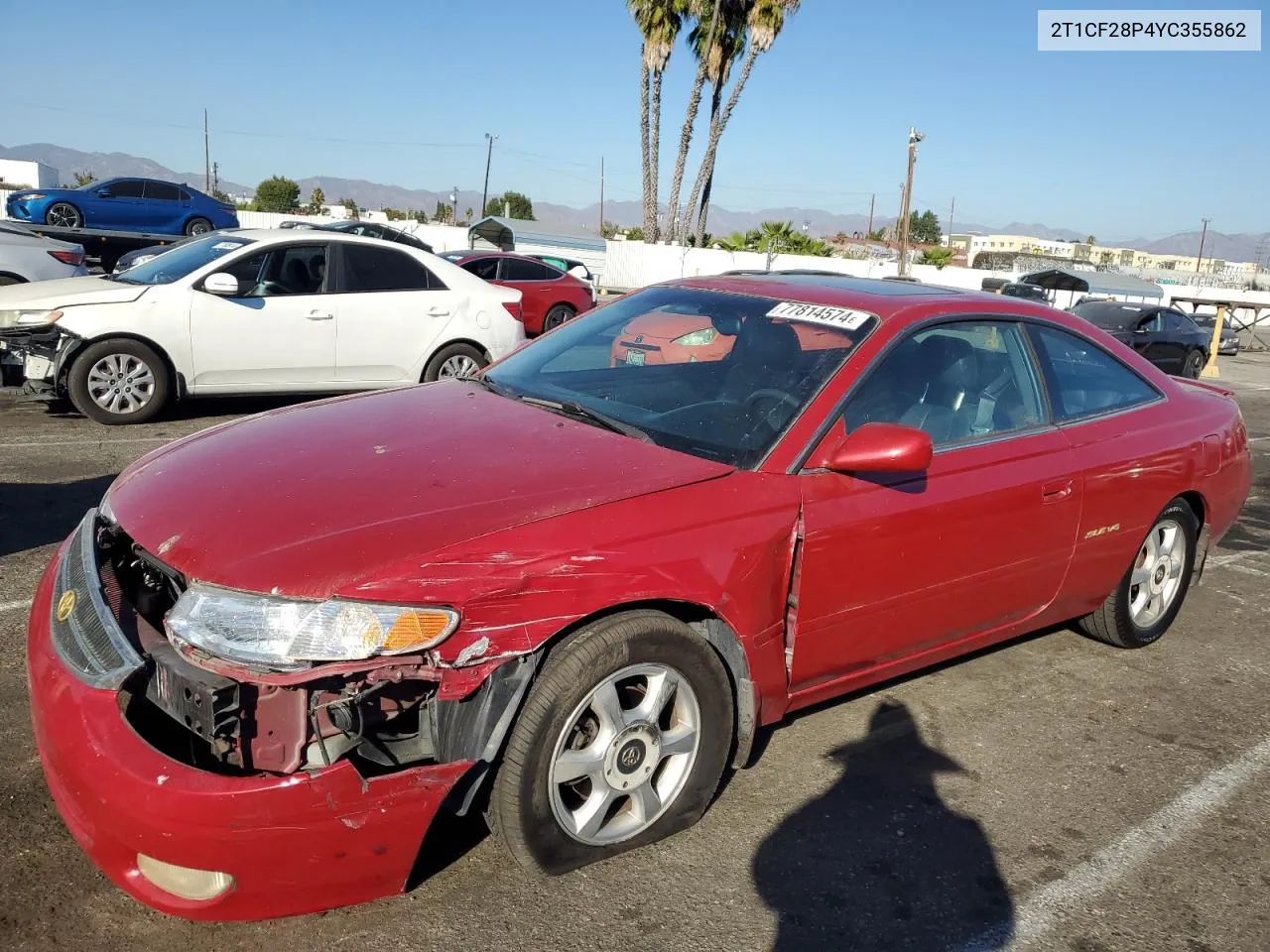 2000 Toyota Camry Solara Se VIN: 2T1CF28P4YC355862 Lot: 77814574