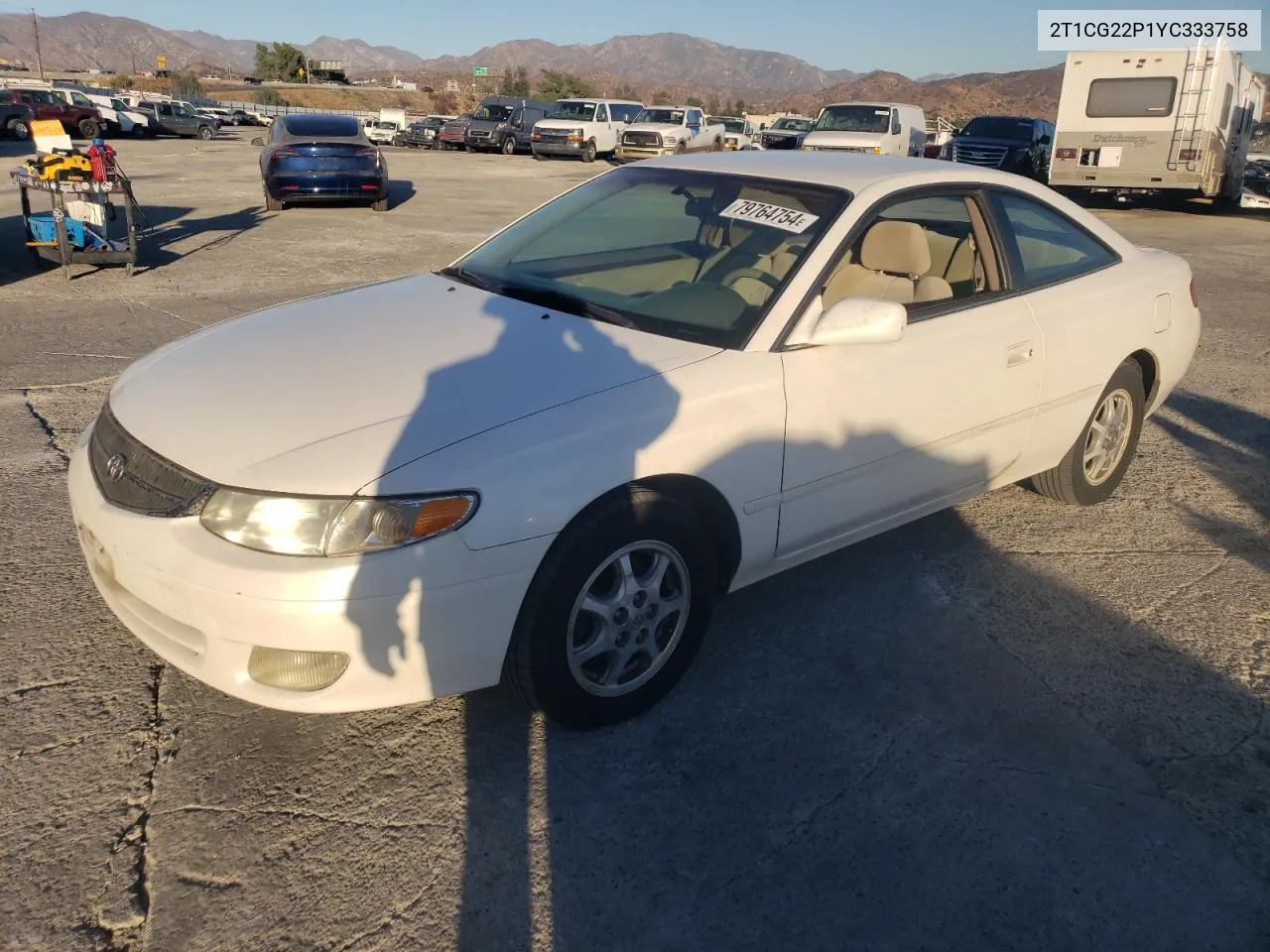 2000 Toyota Camry Solara Se VIN: 2T1CG22P1YC333758 Lot: 79764754