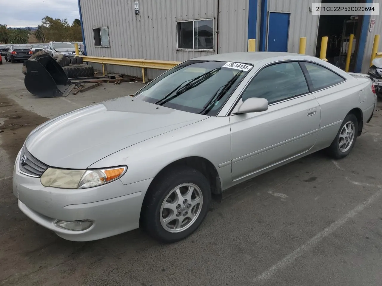 2003 Toyota Camry Solara Se VIN: 2T1CE22P53C020694 Lot: 76614494