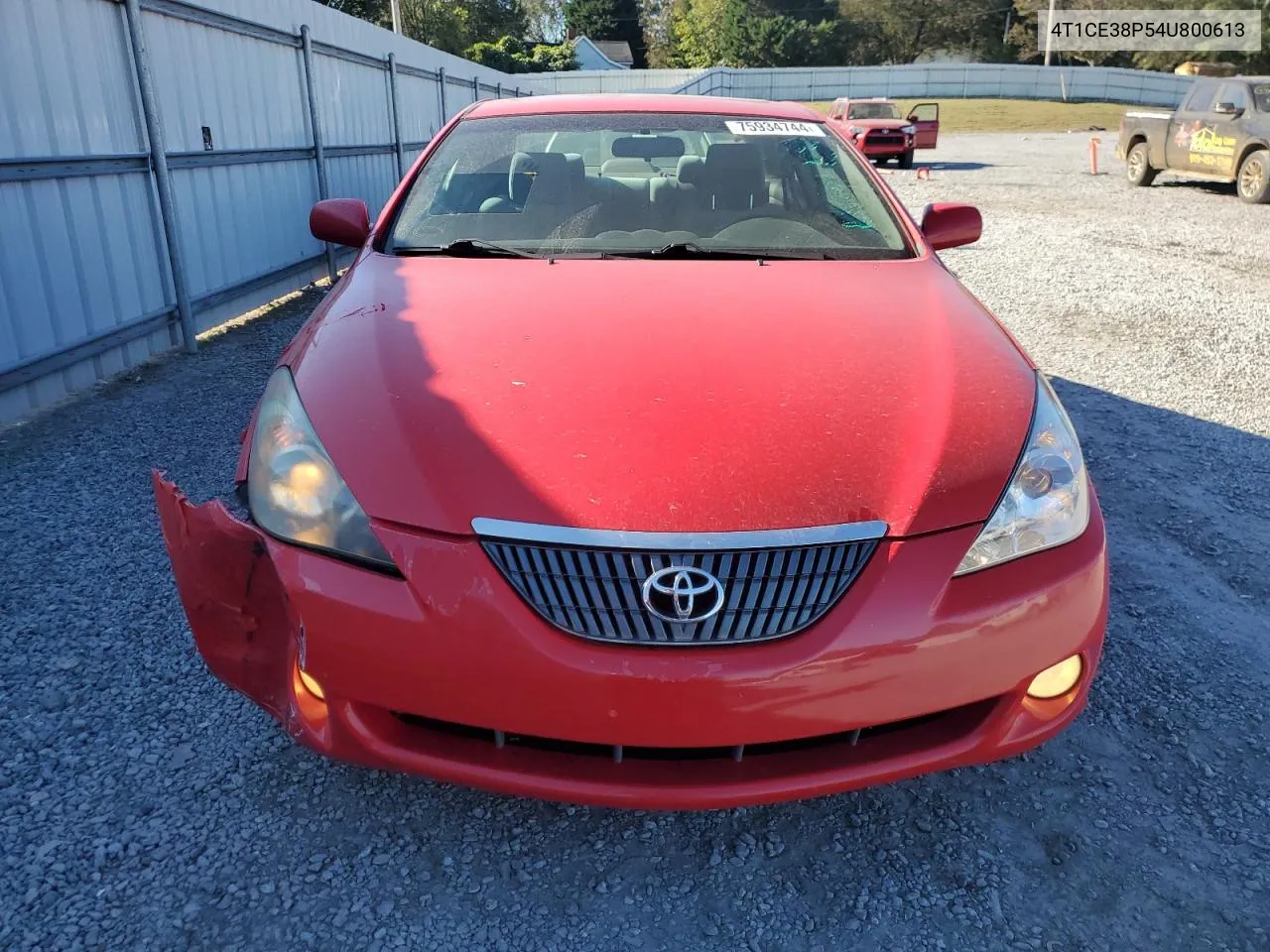 2004 Toyota Camry Solara Se VIN: 4T1CE38P54U800613 Lot: 75934744