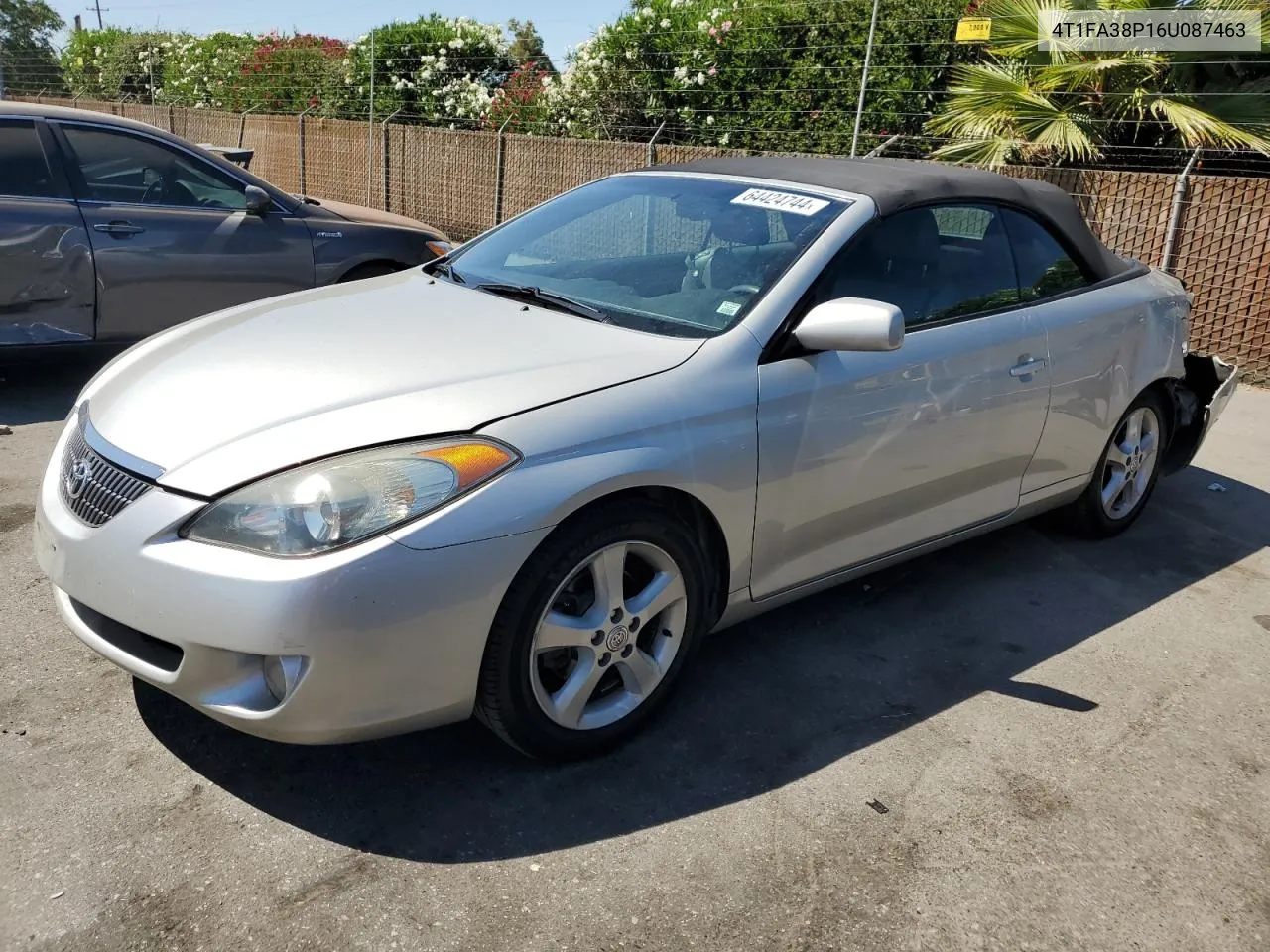 2006 Toyota Camry Solara Se VIN: 4T1FA38P16U087463 Lot: 64424744