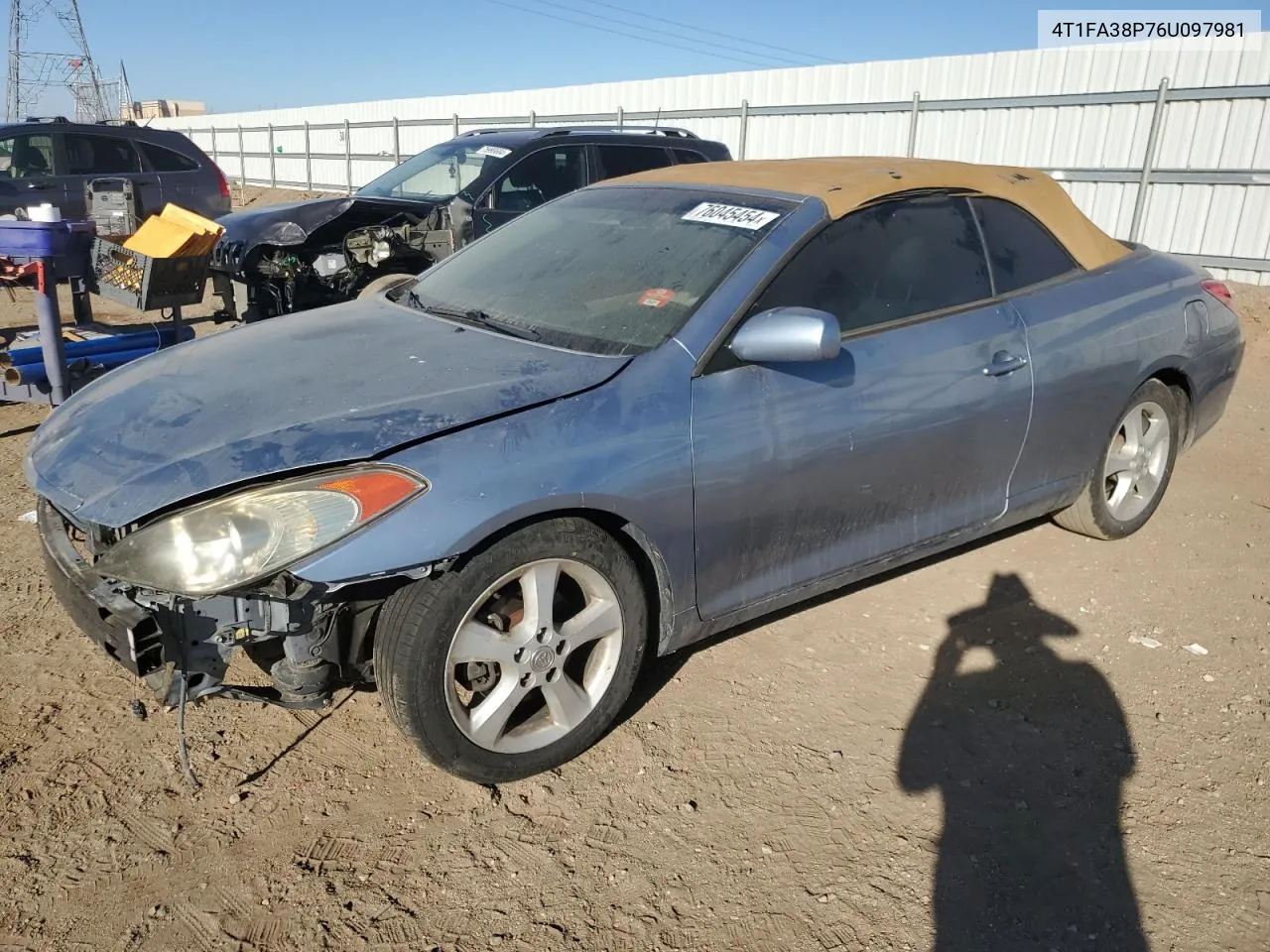 2006 Toyota Camry Solara Se VIN: 4T1FA38P76U097981 Lot: 76045454