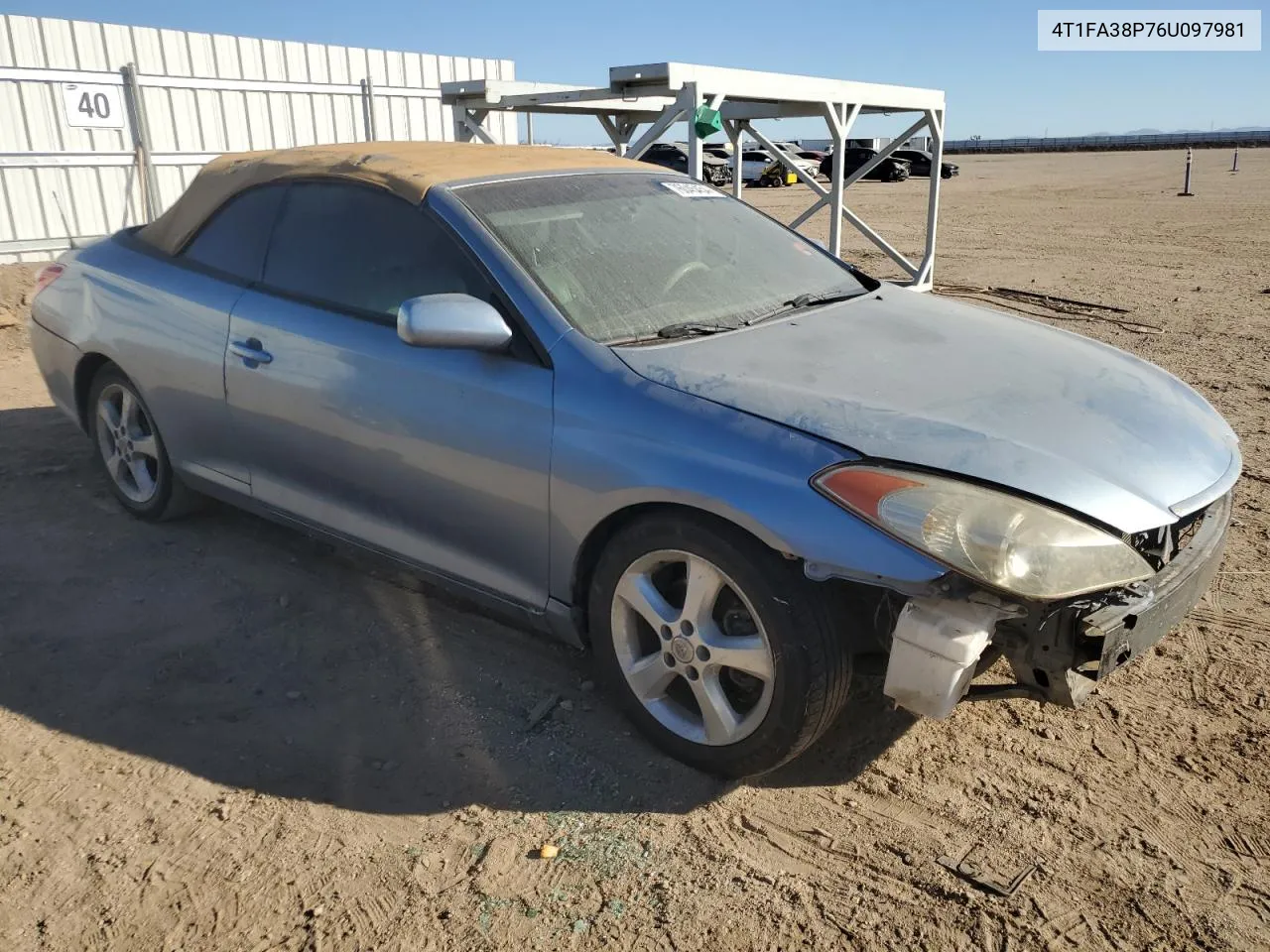 2006 Toyota Camry Solara Se VIN: 4T1FA38P76U097981 Lot: 76045454