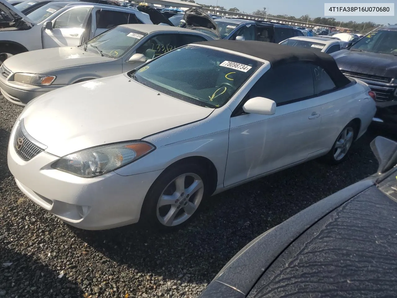 2006 Toyota Camry Solara Se VIN: 4T1FA38P16U070680 Lot: 78098734