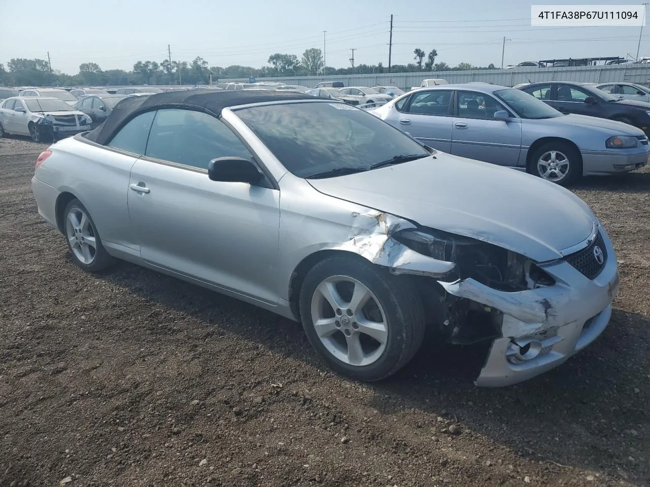 2007 Toyota Camry Solara Se VIN: 4T1FA38P67U111094 Lot: 70527004