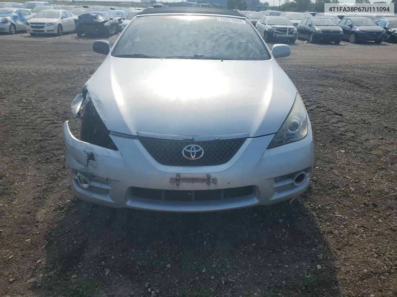 2007 Toyota Camry Solara Se VIN: 4T1FA38P67U111094 Lot: 70527004