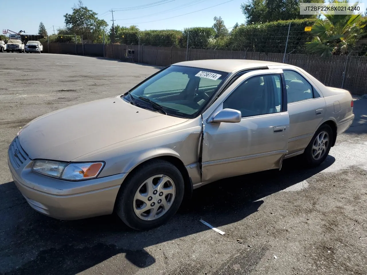 1999 Toyota Camry Le VIN: JT2BF22K8X0214240 Lot: 72756114