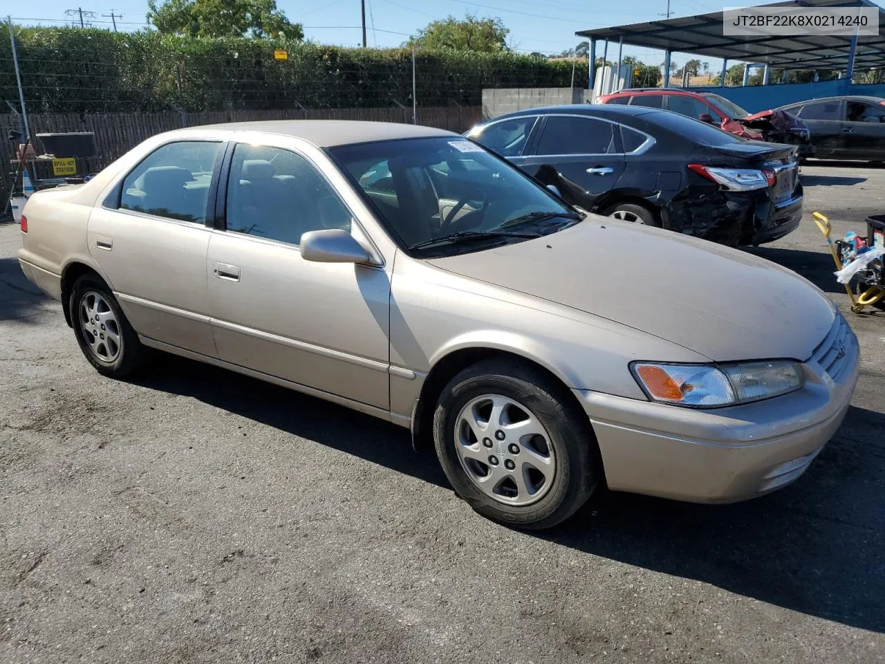 1999 Toyota Camry Le VIN: JT2BF22K8X0214240 Lot: 72756114