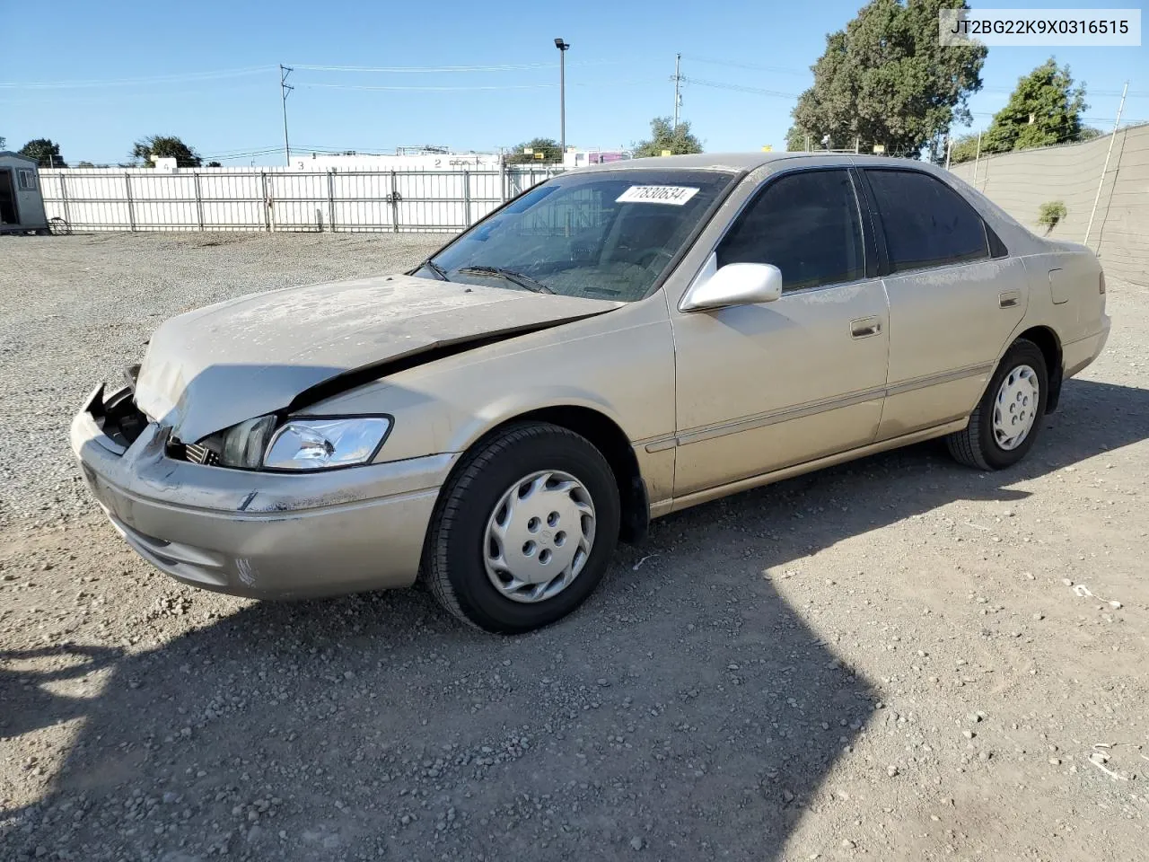 1999 Toyota Camry Le VIN: JT2BG22K9X0316515 Lot: 77830634