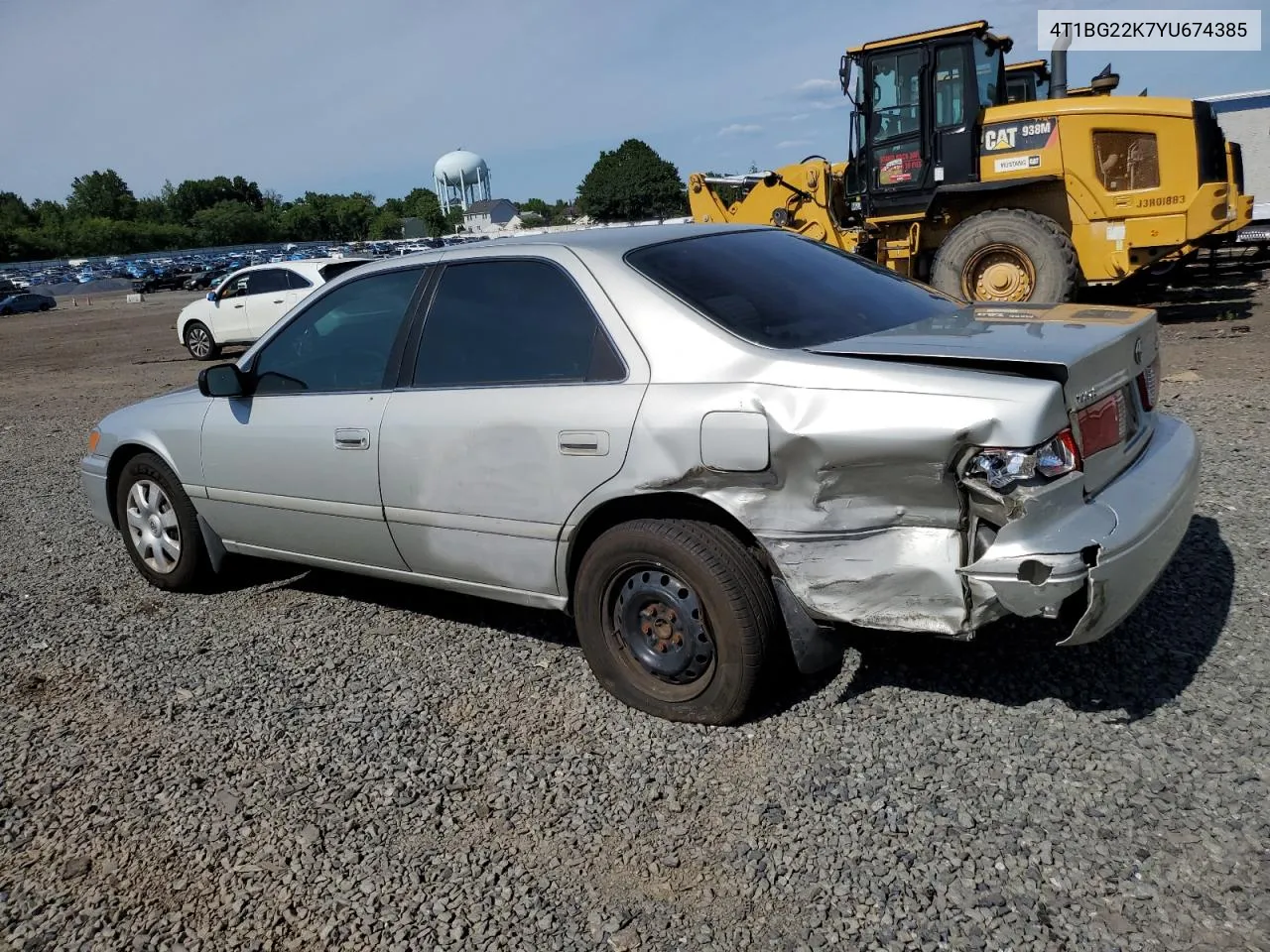 2000 Toyota Camry Ce VIN: 4T1BG22K7YU674385 Lot: 61398204