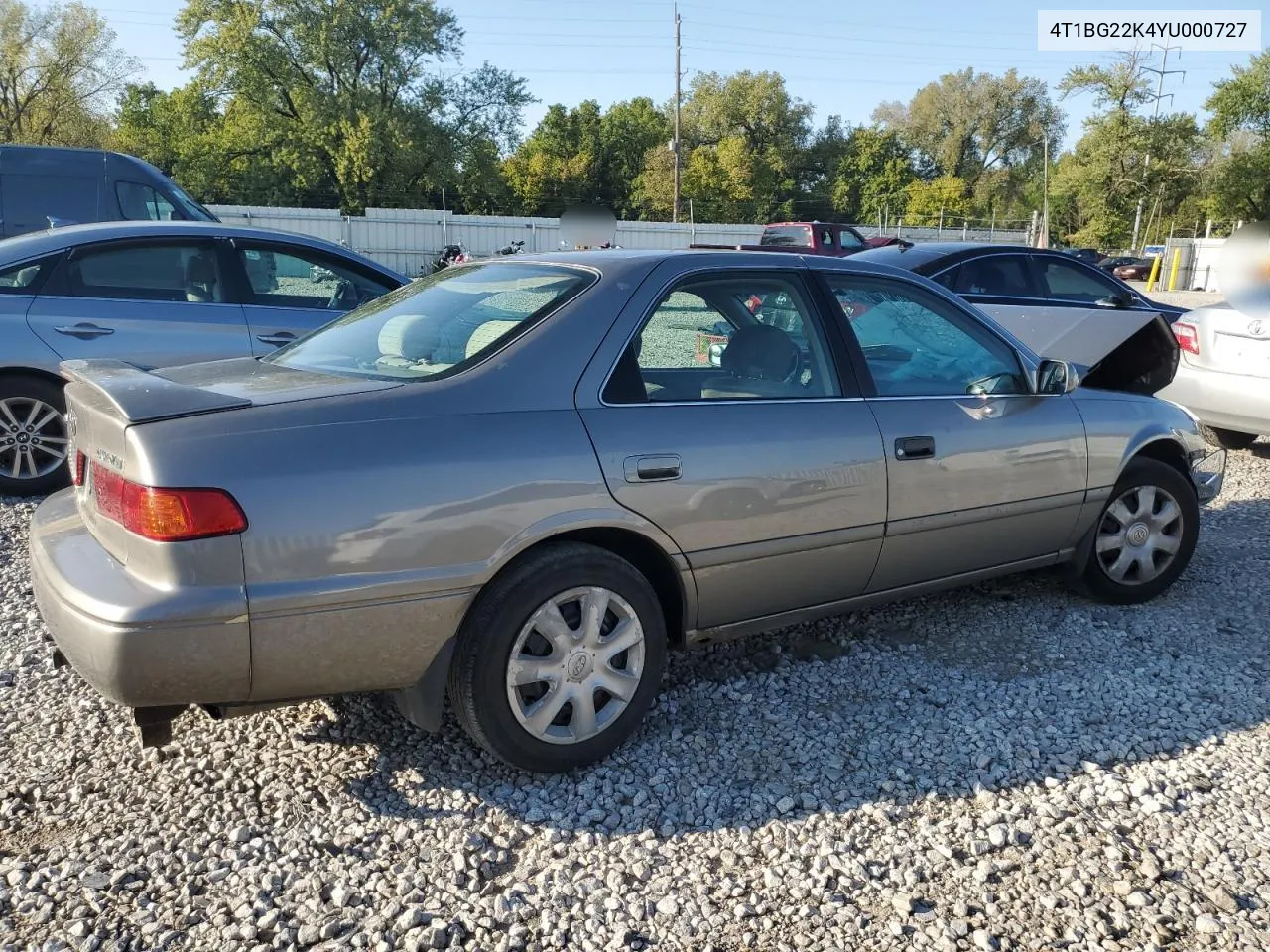 2000 Toyota Camry Ce VIN: 4T1BG22K4YU000727 Lot: 70410634