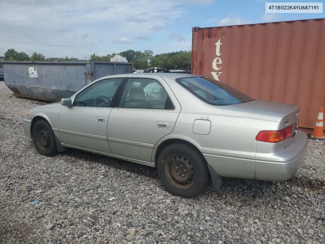 2000 Toyota Camry Ce VIN: 4T1BG22K4YU687191 Lot: 71303154