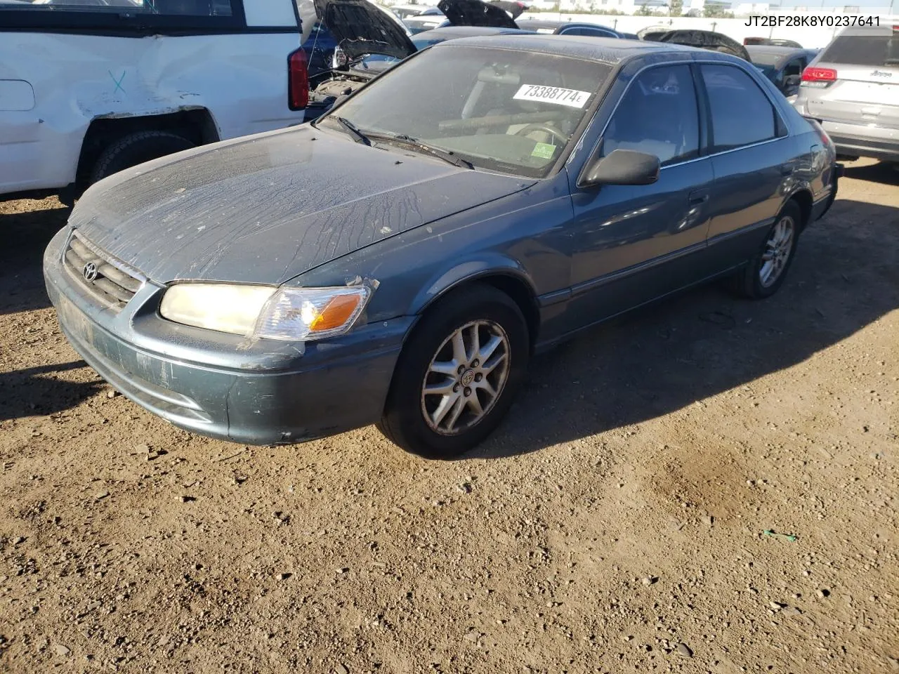 2000 Toyota Camry Le VIN: JT2BF28K8Y0237641 Lot: 73388774