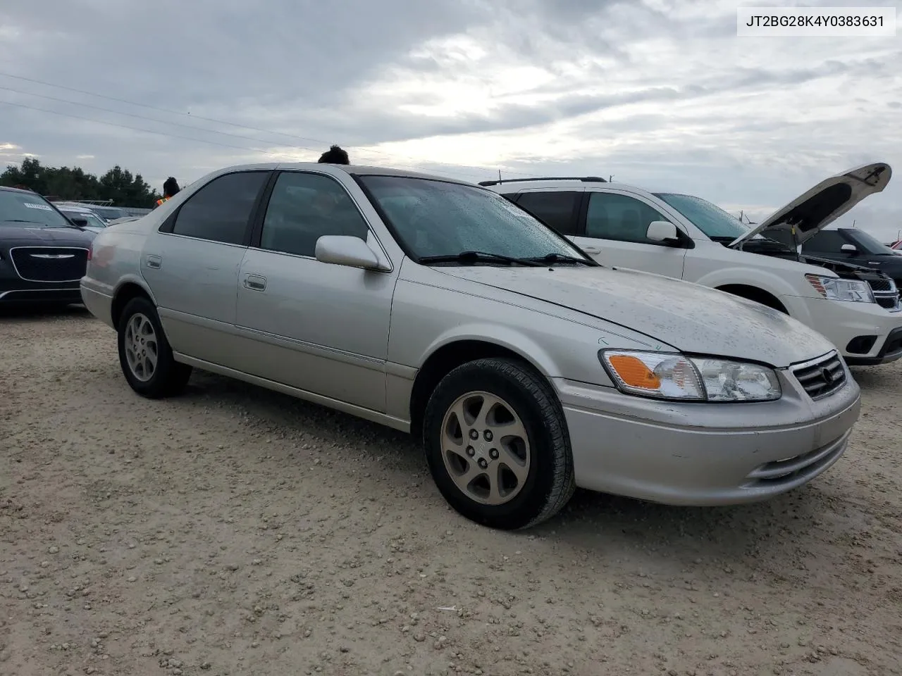 2000 Toyota Camry Le VIN: JT2BG28K4Y0383631 Lot: 74045634