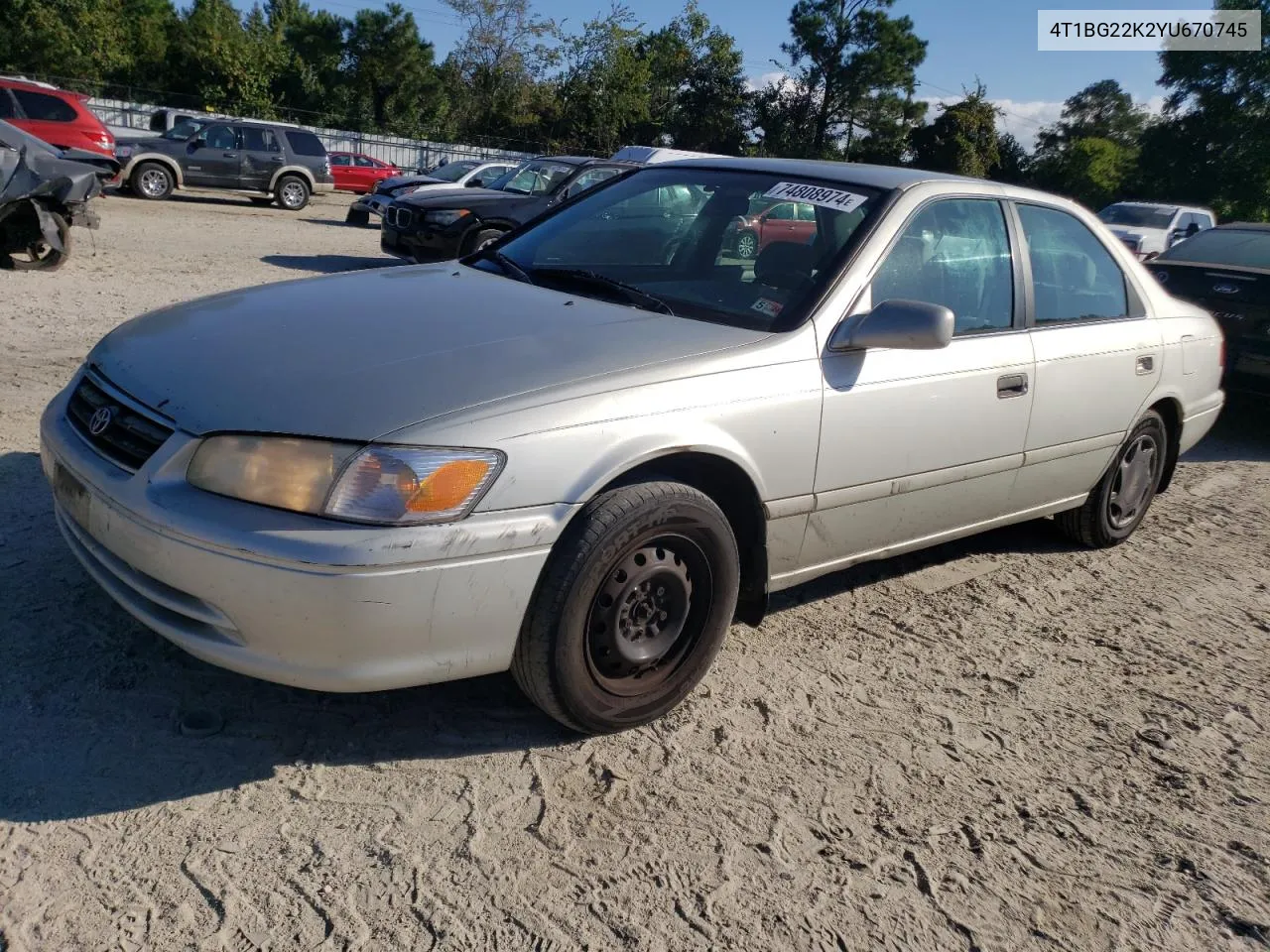 2000 Toyota Camry Ce VIN: 4T1BG22K2YU670745 Lot: 74808974