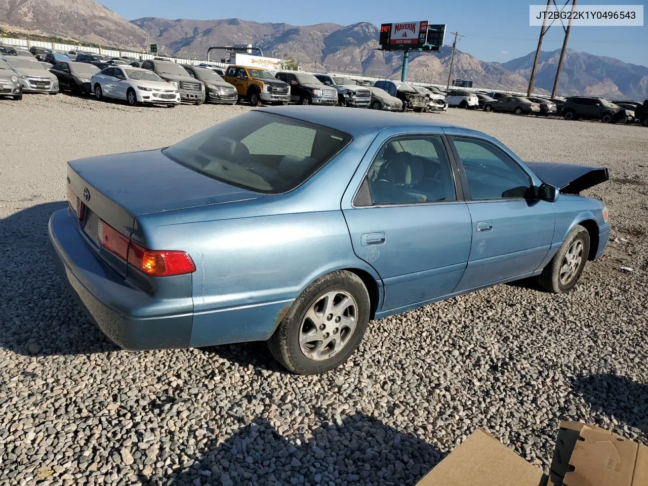 2000 Toyota Camry Ce VIN: JT2BG22K1Y0496543 Lot: 75289564