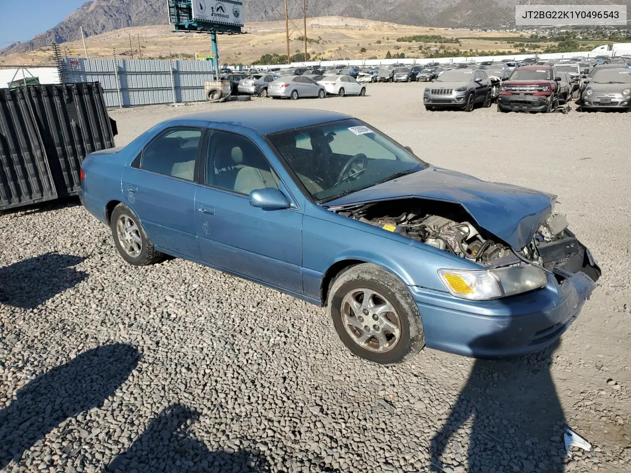 2000 Toyota Camry Ce VIN: JT2BG22K1Y0496543 Lot: 75289564