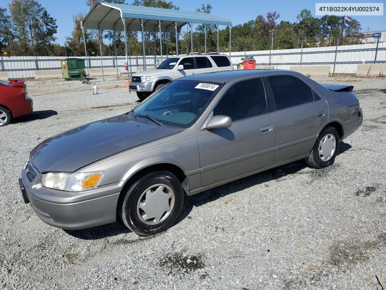 2000 Toyota Camry Ce VIN: 4T1BG22K4YU002574 Lot: 75800874