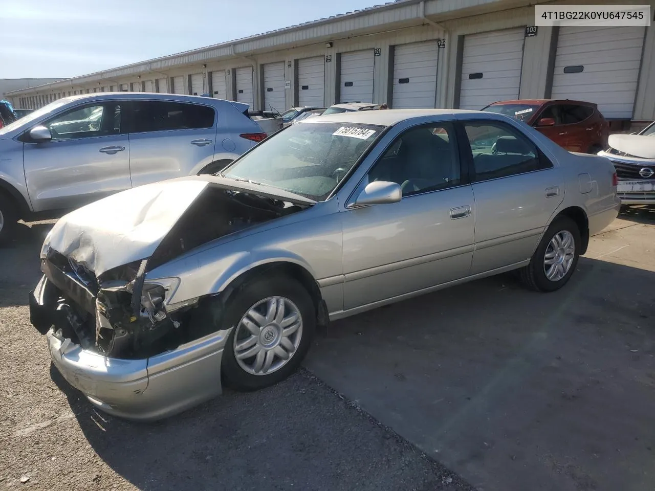 2000 Toyota Camry Ce VIN: 4T1BG22K0YU647545 Lot: 75815784