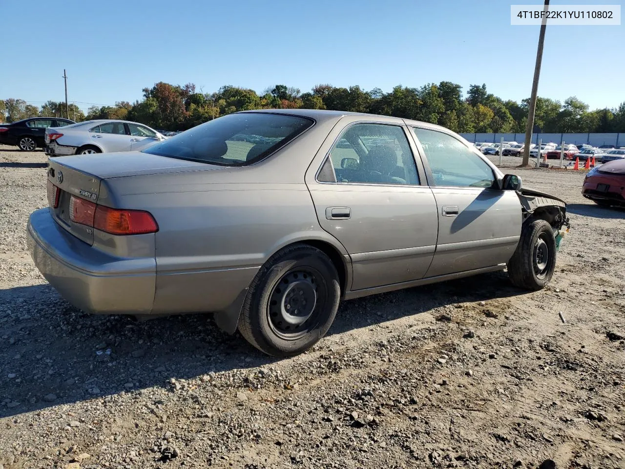 2000 Toyota Camry Le VIN: 4T1BF22K1YU110802 Lot: 76319374