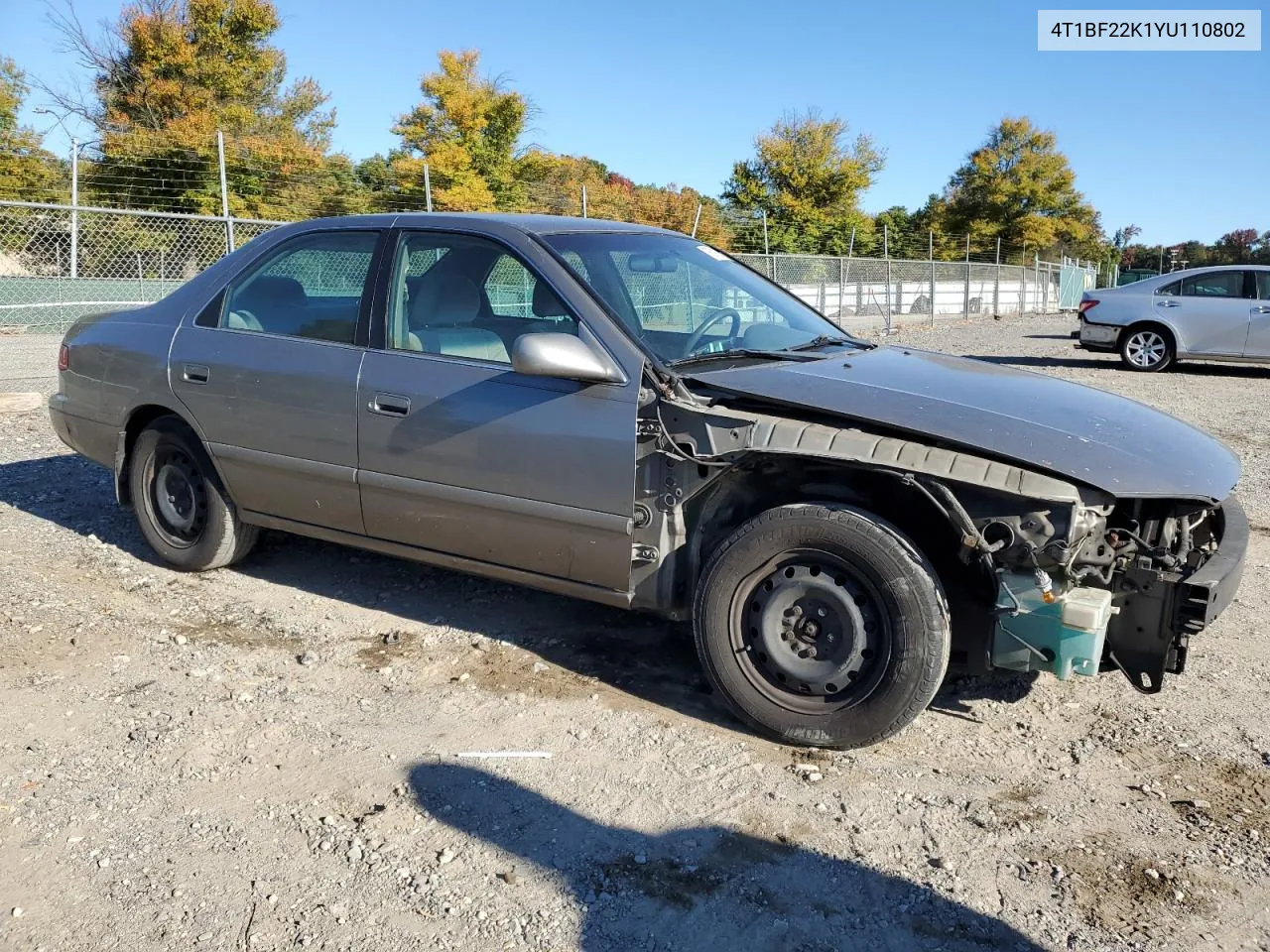 2000 Toyota Camry Le VIN: 4T1BF22K1YU110802 Lot: 76319374