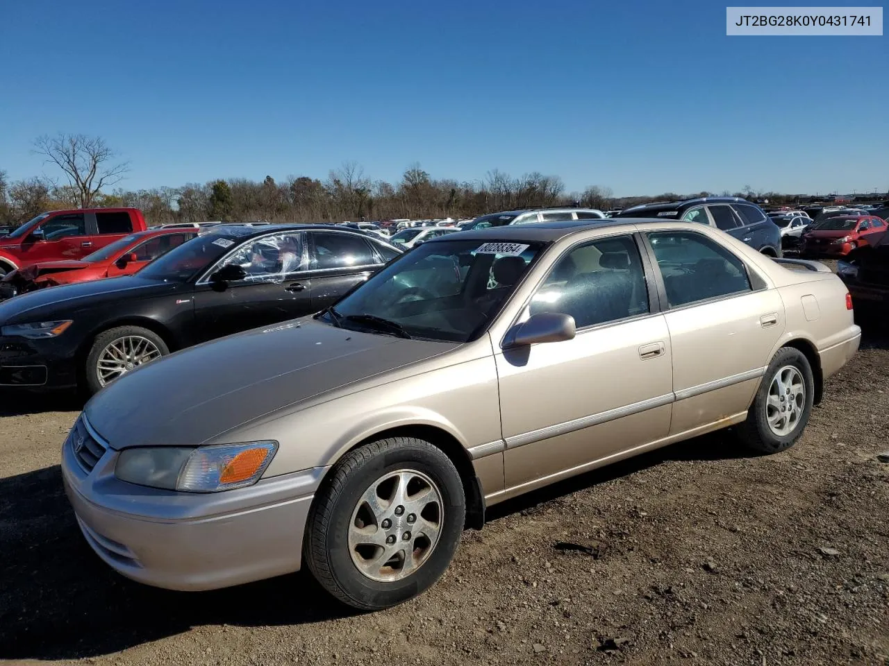 2000 Toyota Camry Le VIN: JT2BG28K0Y0431741 Lot: 80288364