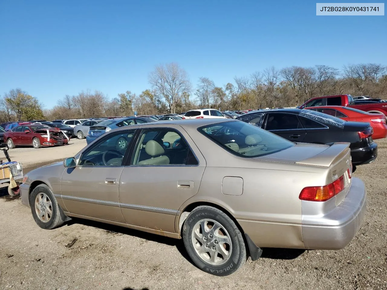 2000 Toyota Camry Le VIN: JT2BG28K0Y0431741 Lot: 80288364