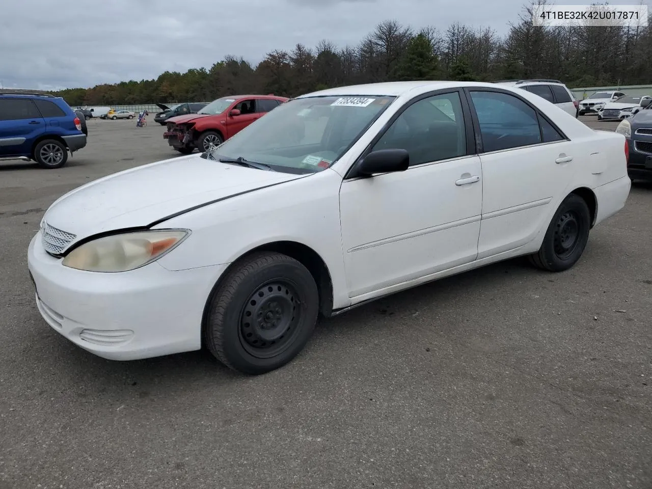 2002 Toyota Camry Le VIN: 4T1BE32K42U017871 Lot: 72834394