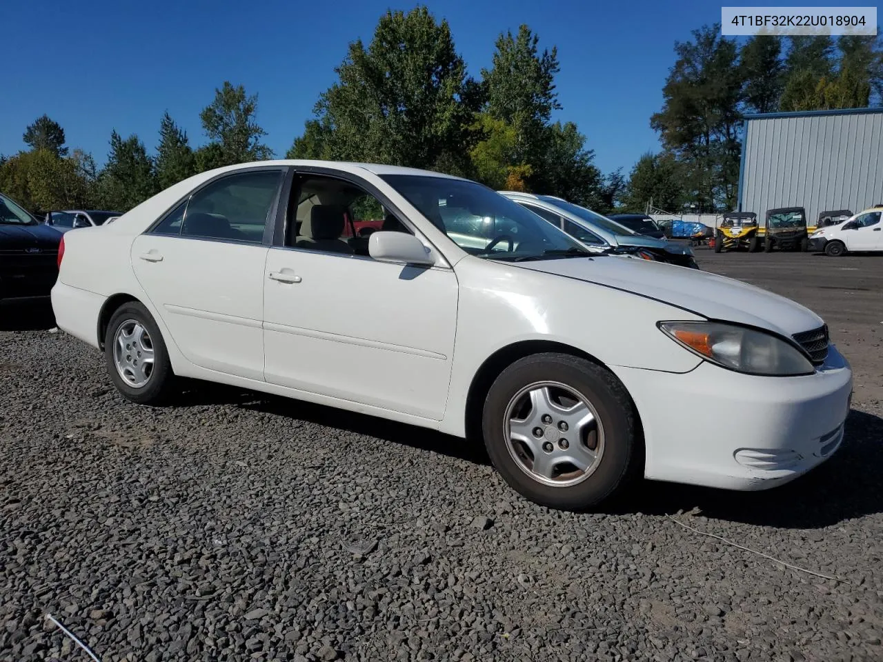 2002 Toyota Camry Le VIN: 4T1BF32K22U018904 Lot: 75087004